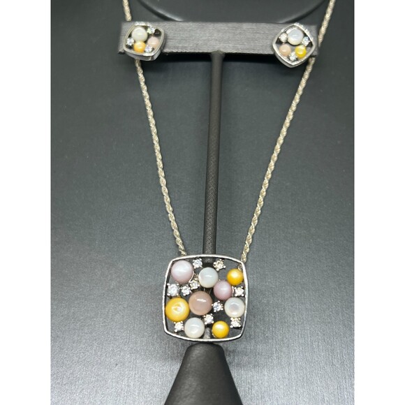 Vintage Handmade Necklace and Earrings Set Multi stone & CZ - Picture 5 of 8